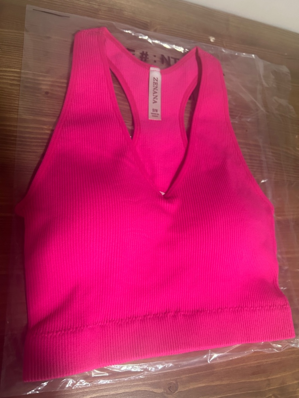 Zenana Hot Pink Ribbed Racerback Brami Bralette Crop Top NEW size S/M